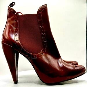 NWT PURA LOPEZ - Brown Leather Ankle Bootie in Brown Size 9.5‎